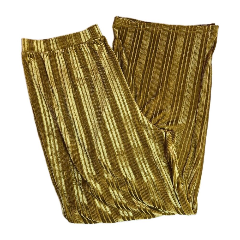 BP. by Nordstrom Women's Ribbed Velvet Lounge Pants Size 2X Gold Wide Leg